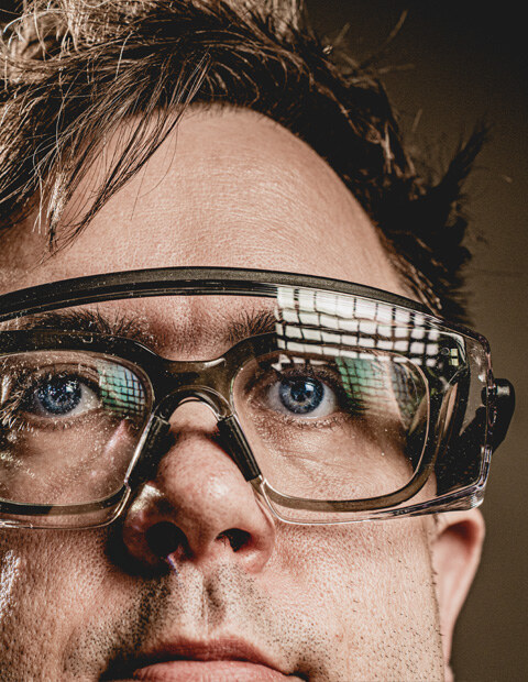 Close self-portrait of Jeff Shoup