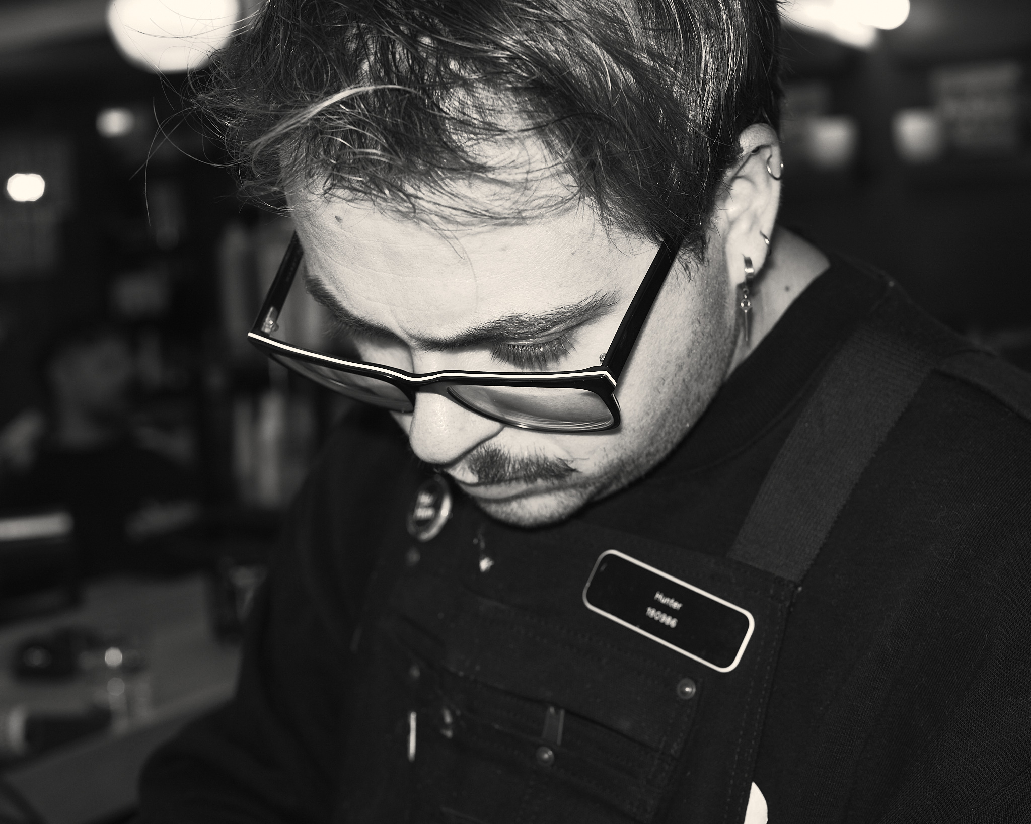 Hunter focused on his work