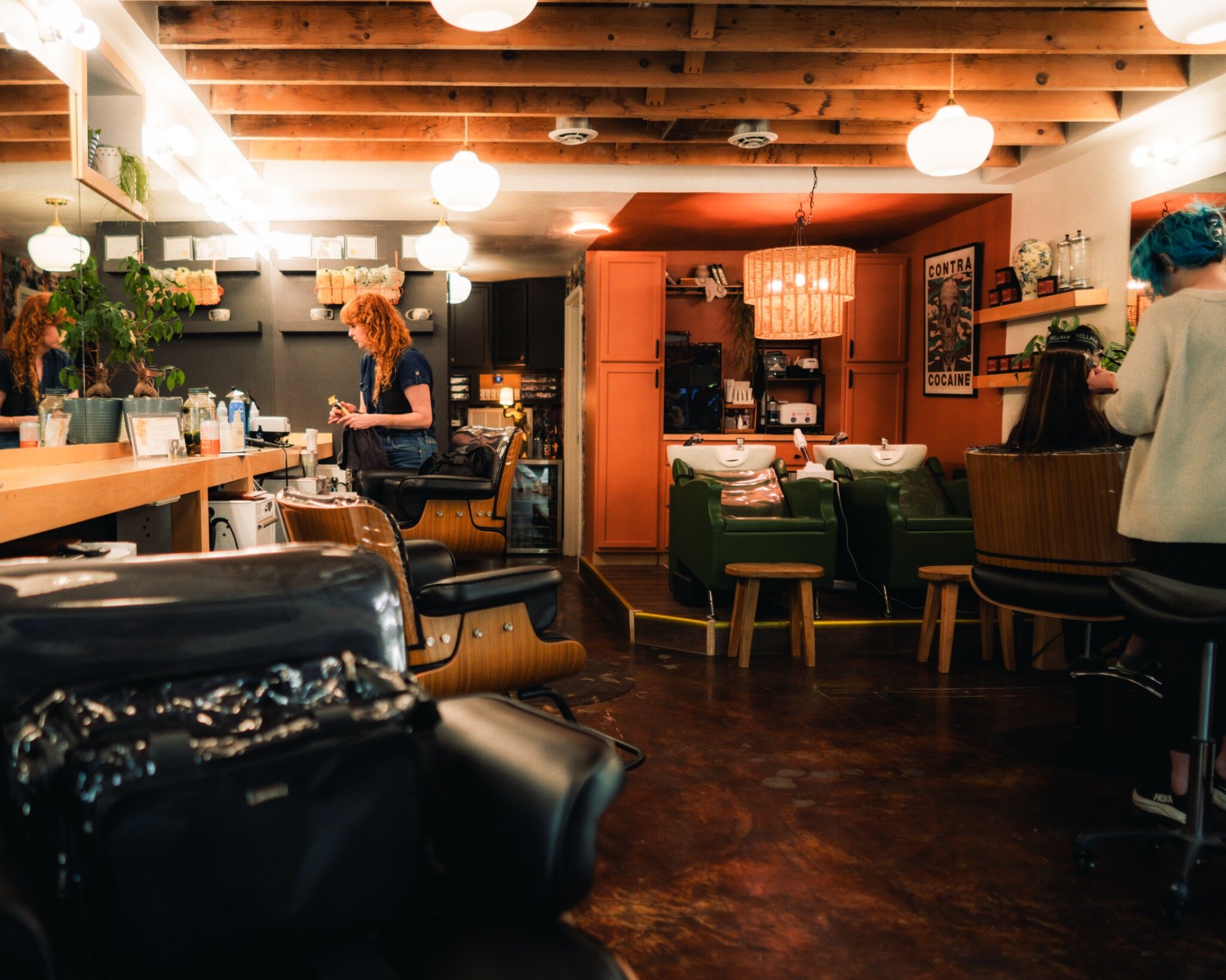A wide view across the working salon